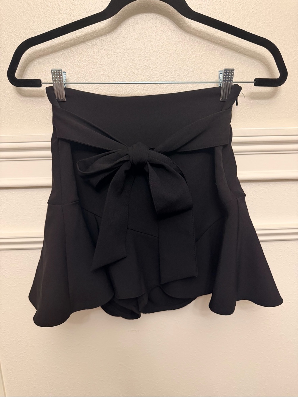 Zara Black Women's High-Waist Tie-Front Ruffle Skort